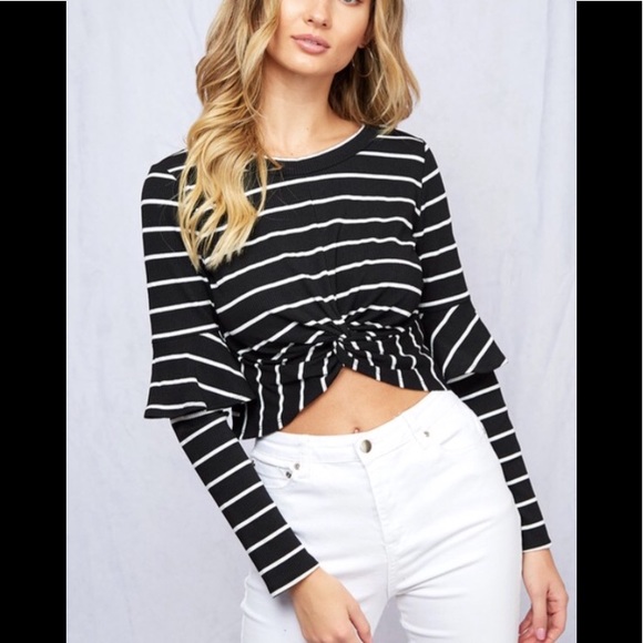 Peach Love California Striped Knit Crop Top - Picture 5 of 8